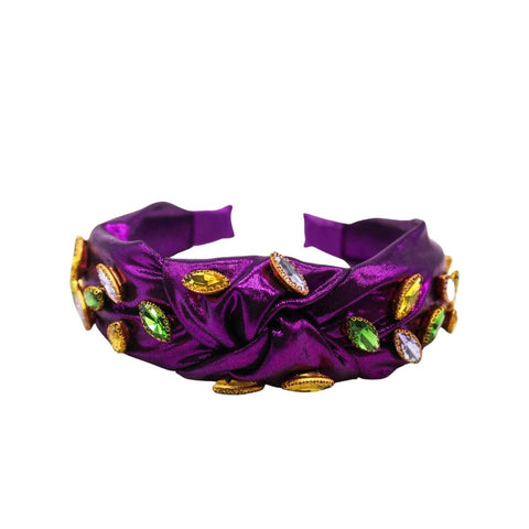 Purple Knot Headband with Lavender, Green, and Yellow Stones (Each)