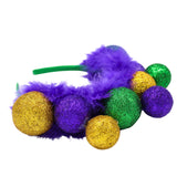 8" Glitter Ball Headband with Purple Feathers (Each)