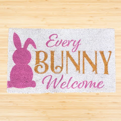 Every Bunny Welcome Coir Doormat Pink/Gold (Each)