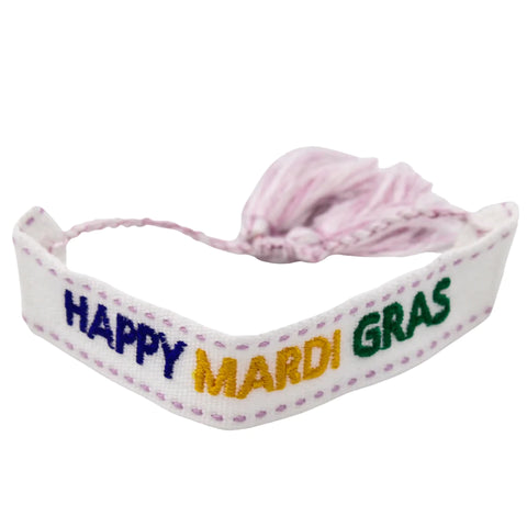 Happy Mardi Gras Bracelet - White (Each)