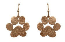Gold Brass Texturized Paw Earrings (Pair)