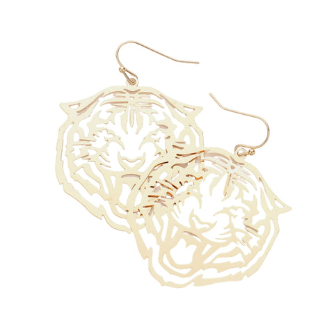 Cut Out Tiger Dangle Earrings (Pair)