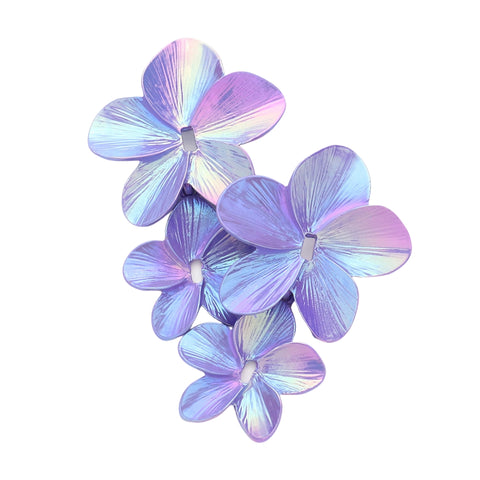 Holographic Lavender Flowers Dangle Metal Earrings (Pair)