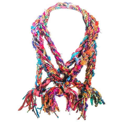The Penelope - Multi Color 100% Recycled Silk Braided Necklace