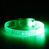 LED Green Happy Mardi Gras Bracelet with Fleur de Lis (Each)