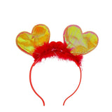 LED Red Double Heart Head Bopper with Red Fur (Each)