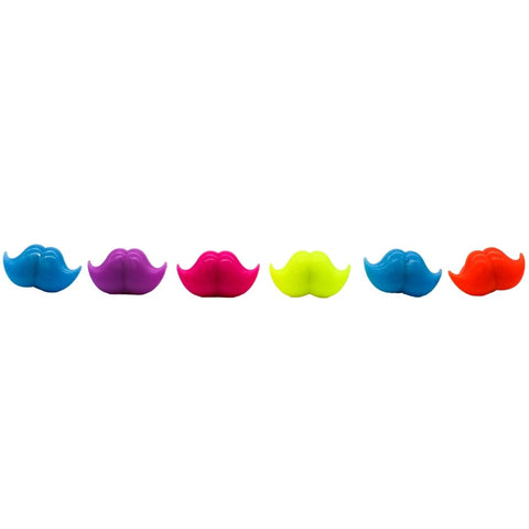 LED Jelly Rubber Mustache Ring (Pack of 6)