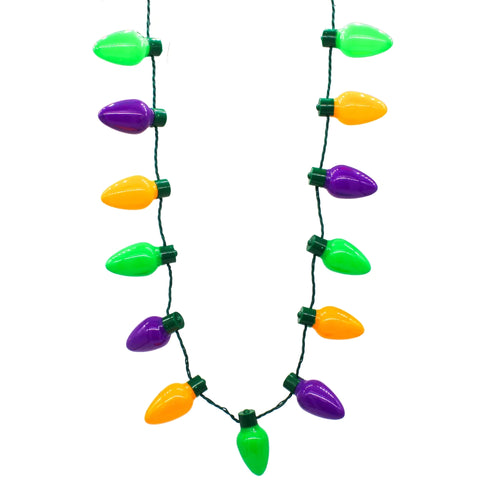 LED Mardi Gras Light Up Bulb Necklace with 13 Bulbs (Each)