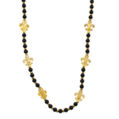 LED Fleur de Lis on Black and Gold Necklace (Each)