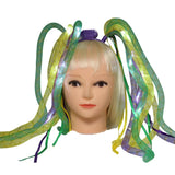 Purple, Green and Yellow Noodle Head Bopper with Purple Headband and Ribbons (Each)