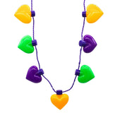 LED Jumbo Purple, Green, and Yellow Heart Necklace with 9 Hearts (Each)