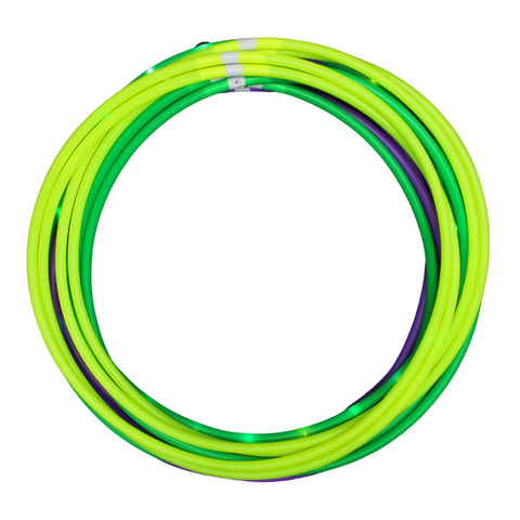 27.5" LED Hula Hoop with 3 Modes - Purple, Yellow, Green (Dozen)