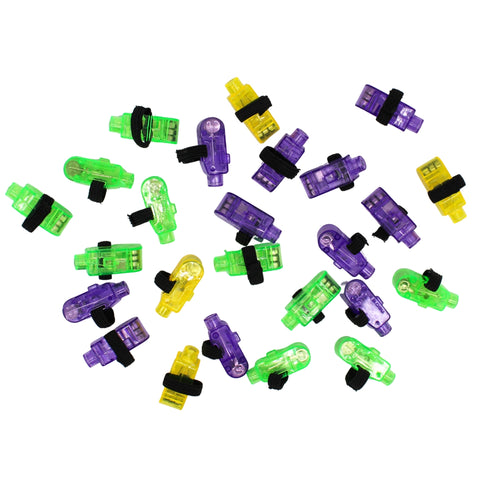 Purple, Green and Yellow LED Finger Lights - Assorted (Pack of 25