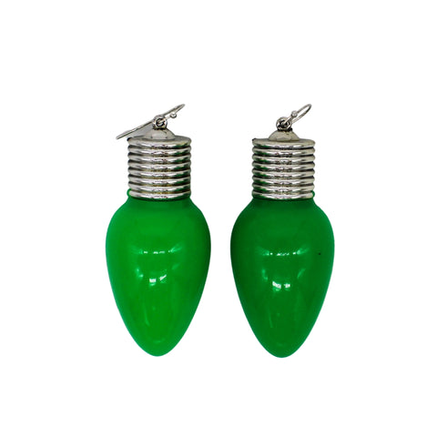 LED Jumbo Bulb Earrings - Green (Pair)