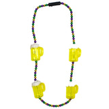 LED Mardi Gras Beer Mug Necklace with White Lights - 3 Flashing Modes (Each)