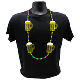 LED Mardi Gras Beer Mug Necklace with White Lights - 3 Flashing Modes (Each)