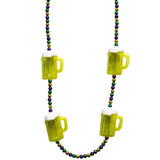 LED Mardi Gras Beer Mug Necklace with White Lights - 3 Flashing Modes (Each)