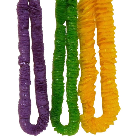 Assorted Purple, Green and Gold Plastic Leis (Dozen)