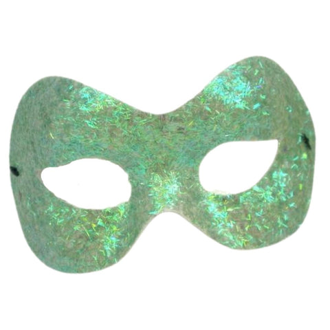 Glittered Silver and Green Mask with Ribbon Tie (Each) – Mardi Gras Spot