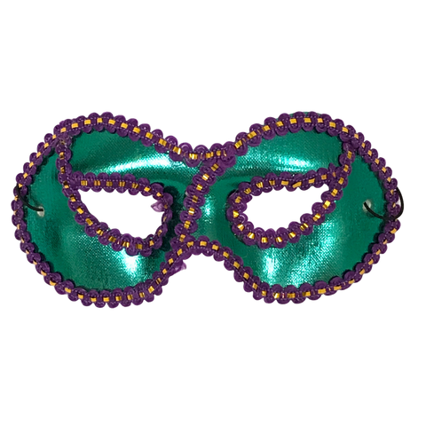 Green with Purple Lace and Metallic Gold Mask with Elastic Band (Each)
