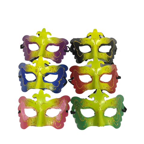 Masquerade Mask with Fleur de Lis and Glittered Accents and Ribbon Tie - Assorted Colors (Pack of 6)