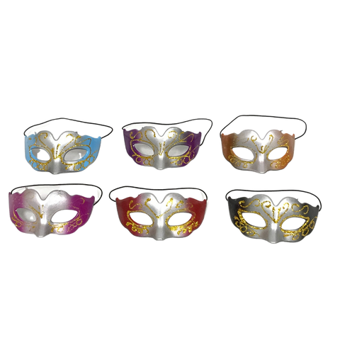 2.8" x 1.6" Mini Masquerade Mask - 6 Colors (Pack of 6)