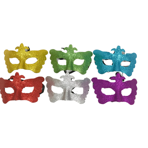 Glittered Mask with Fleur de Lis and Ribbon Tie - Assorted Colors (Pack of 6)