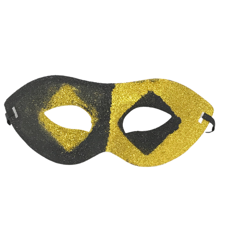 Black and Gold Glittered Mask with Ribbon Tie (Each)