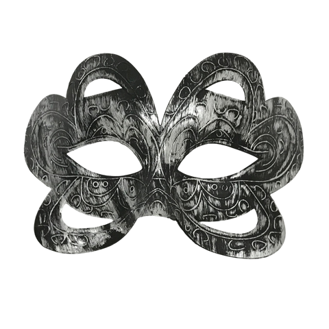 Silver Decorated Mask with Ribbon Tie (Each)