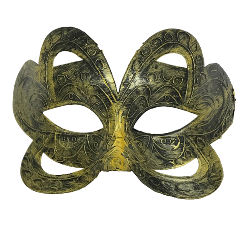 Gold Decorated Mask with Ribbon Tie (Each)