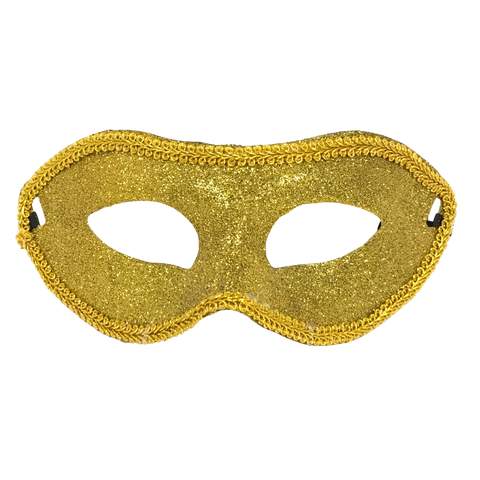 Glittered Mask with Gold Trim and Ribbon Tie (Each)