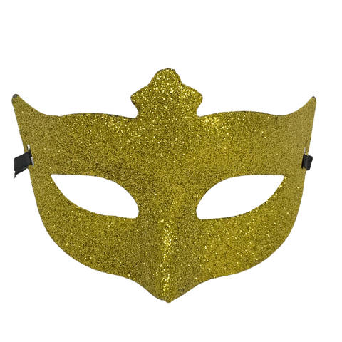 Gold Glittered Fleur de Lis Mask with Ribbon Tie (Each)