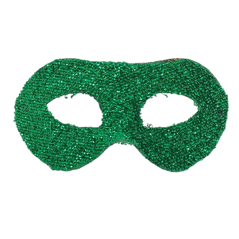 Green Hard Plastic Crinkle Mask with Green Ribbon Tie (Each)