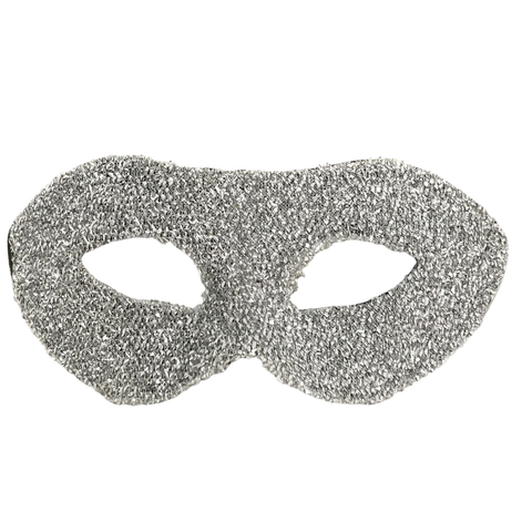 Silver Hard Plastic Crinkle Mask with Ribbon Tie (Each)