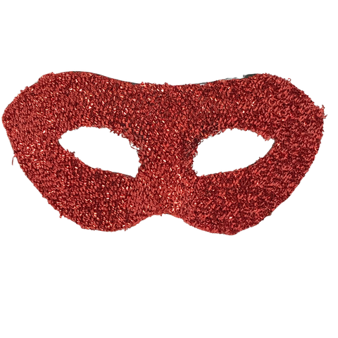Red Hard Plastic Crinkle Mask with Red Ribbon Tie (Each)