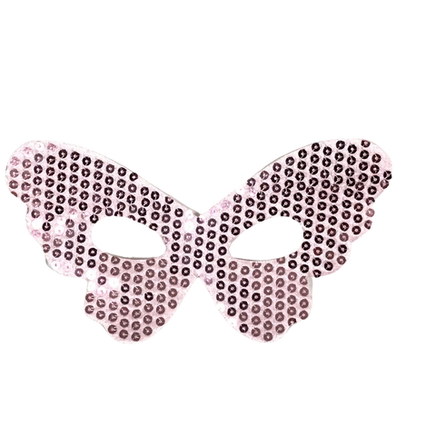 Pink Butterfly Mask with Sequins and Ribbon Tie (Each)