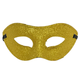 Gold Hard Plastic Glittered Mask with Ribbon Tie (Each)