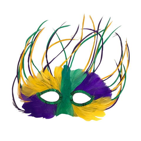 Purple, Green and Gold with Green Sequin Eyes Mask (Each)