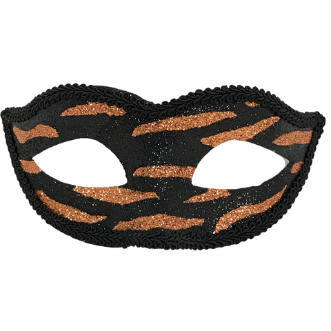 Black and Gold Tiger Stripe Glitter Mask (Each)