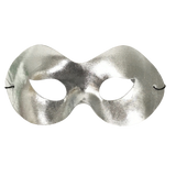 Shiny Silver Masquerade Mask with Elastic Band (Each)