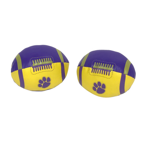 4" Purple and Yellow Vinyl Football with Pawprint Logo (Dozen)