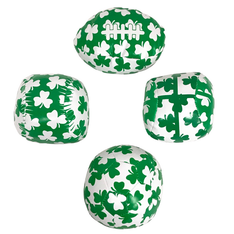 4" Green and White Vinyl Sports Ball with St. Patrick Logo (Dozen)