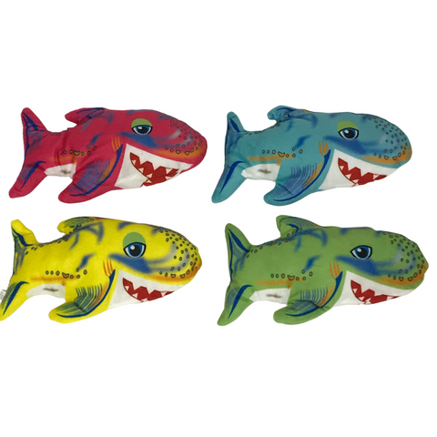 9" Smiling Shark Assorted Blue, Green, Pink and Yellow (Each)