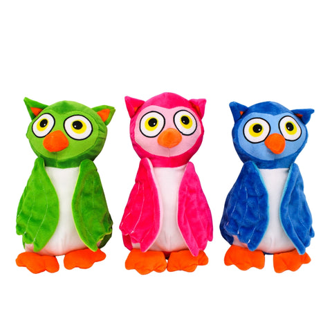 9" Neon Plush Owl, 3C (Dozen)