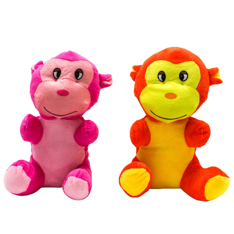 9" Neon Plush Sitting Monkey, 2C (Dozen)
