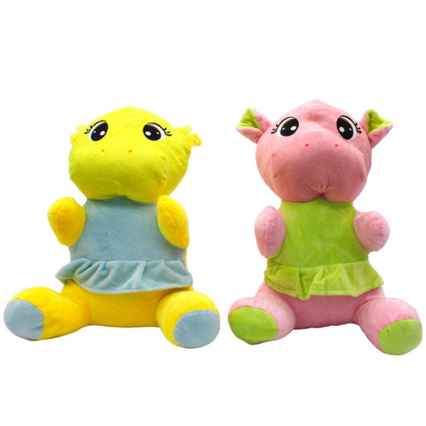 12" Plush Hippo with Dress, 2C (Dozen)