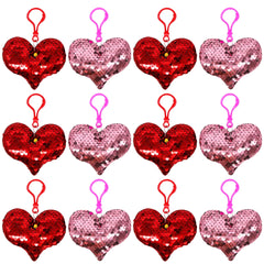 9cm Red & Gold Flip Sequin Plush Heart with Clip (Dozen)