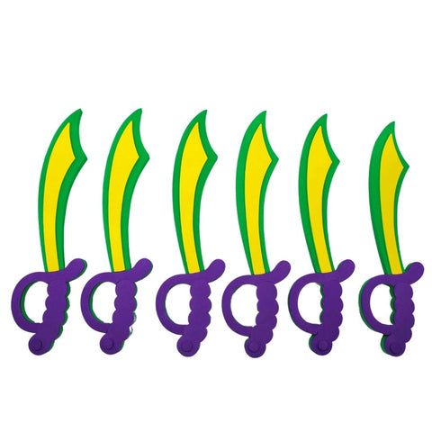 Purple, Green and Gold Foam Pirate Sword 16.5" (Pack of 6)