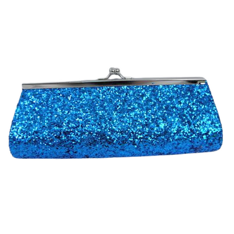 Turquoise Metallic Clutch Purse 8" x 3" with Chain (Each)