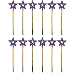 13.4" Star Wand in Purple, Green and Gold (Dozen)